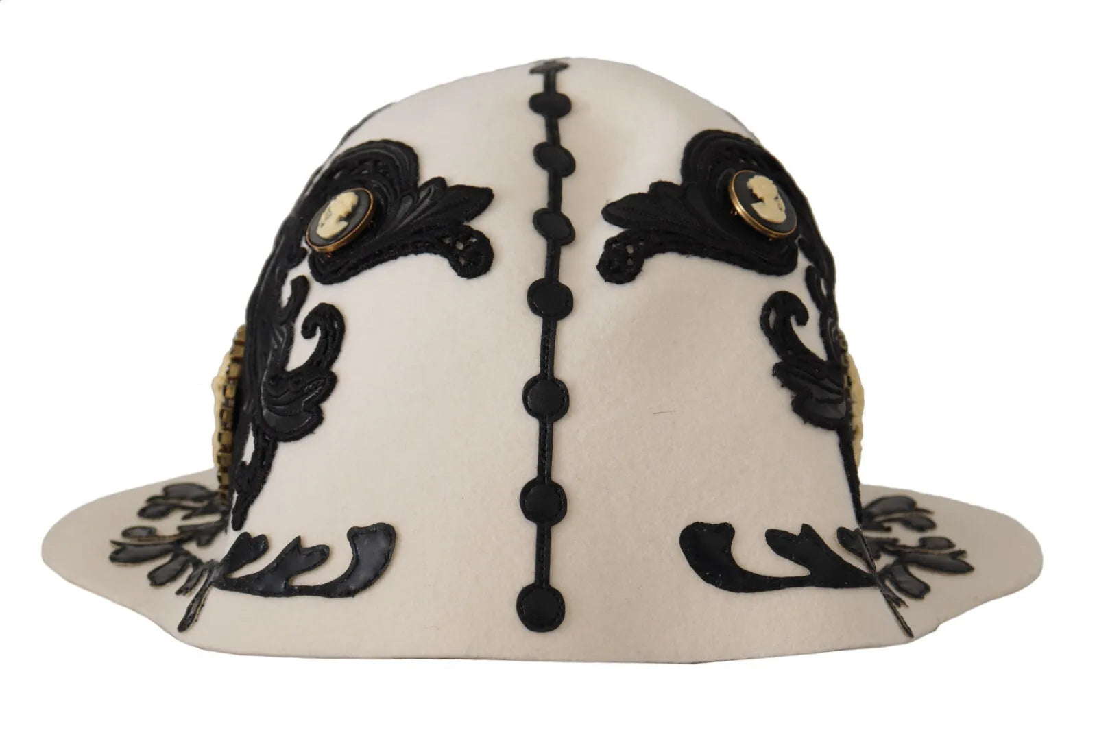 Dolce & Gabbana   Wool Embroide Cameo Brooch Women's Hat