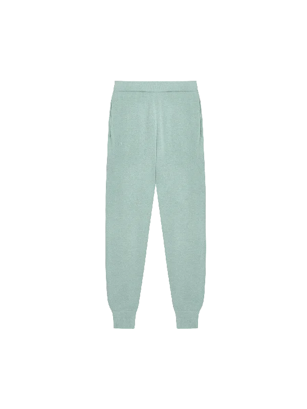 Womens Regenerative Merino Wool Track Pants—eucalyptus blue