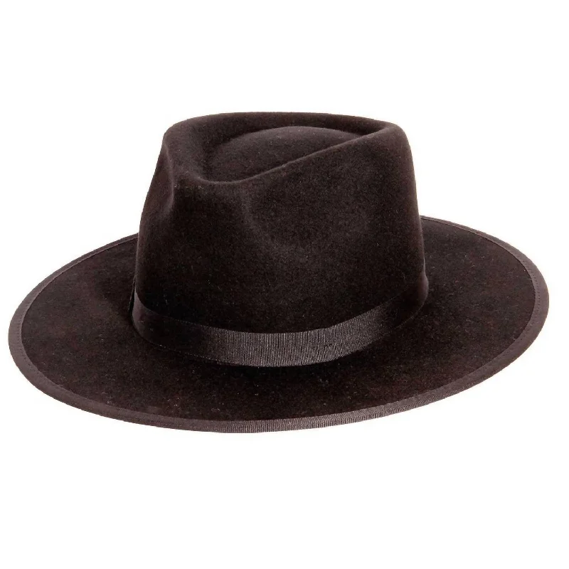 Women's Bondi Wide Brim Felt Fedora Hat In Black