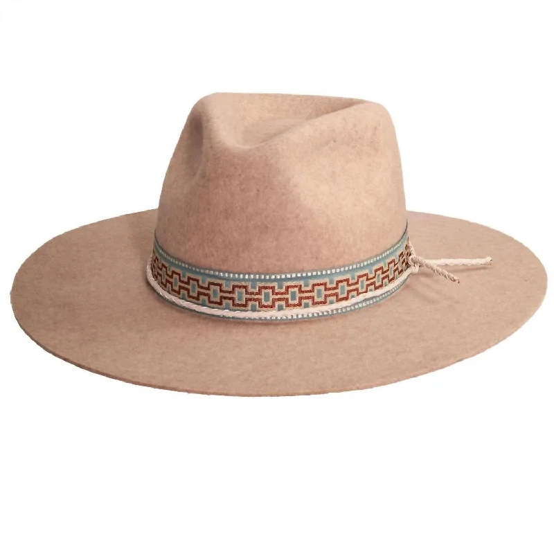 Women's Maldives Moon Wide Brim Felt Fedora Hat In Oatmeal