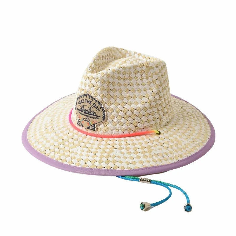 Women's Seas The Day Lifeguard Hat In Ivory/neon