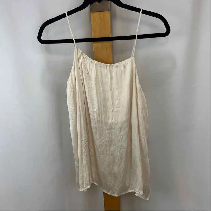 All Row Women's Size M Cream Solid Sleeveless Shirt