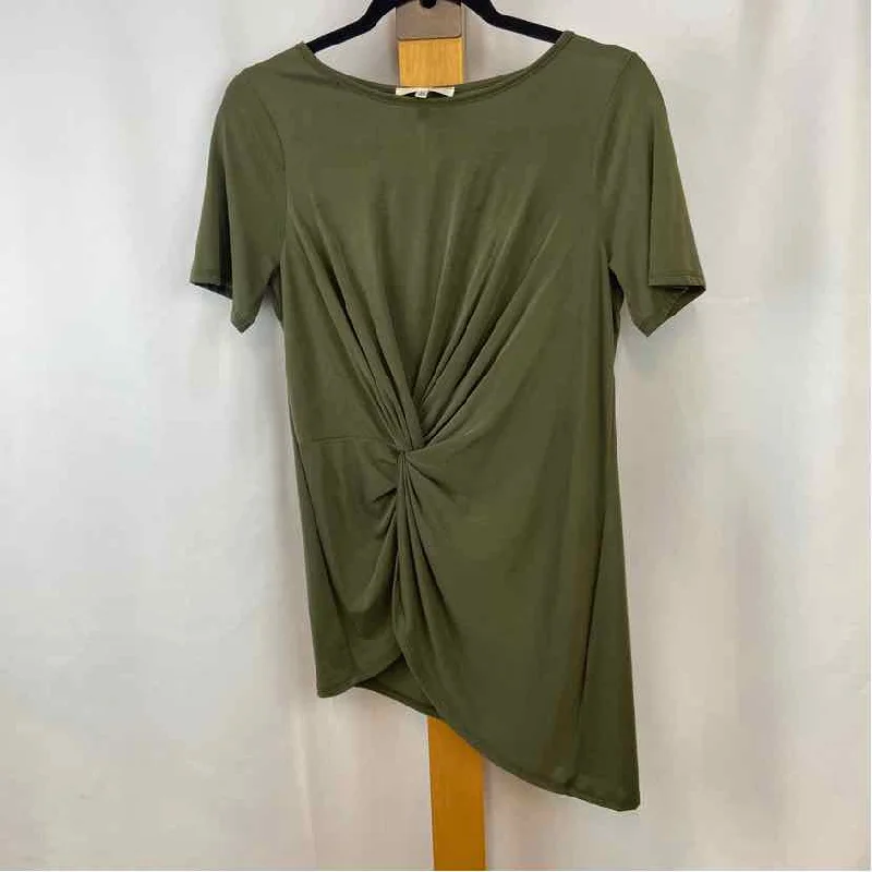 Andree Women's Size M Olive Solid Short Sleeve Shirt