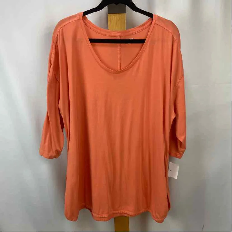 Lands' End Women's Size 2X Orange Solid Long Sleeve Shirt