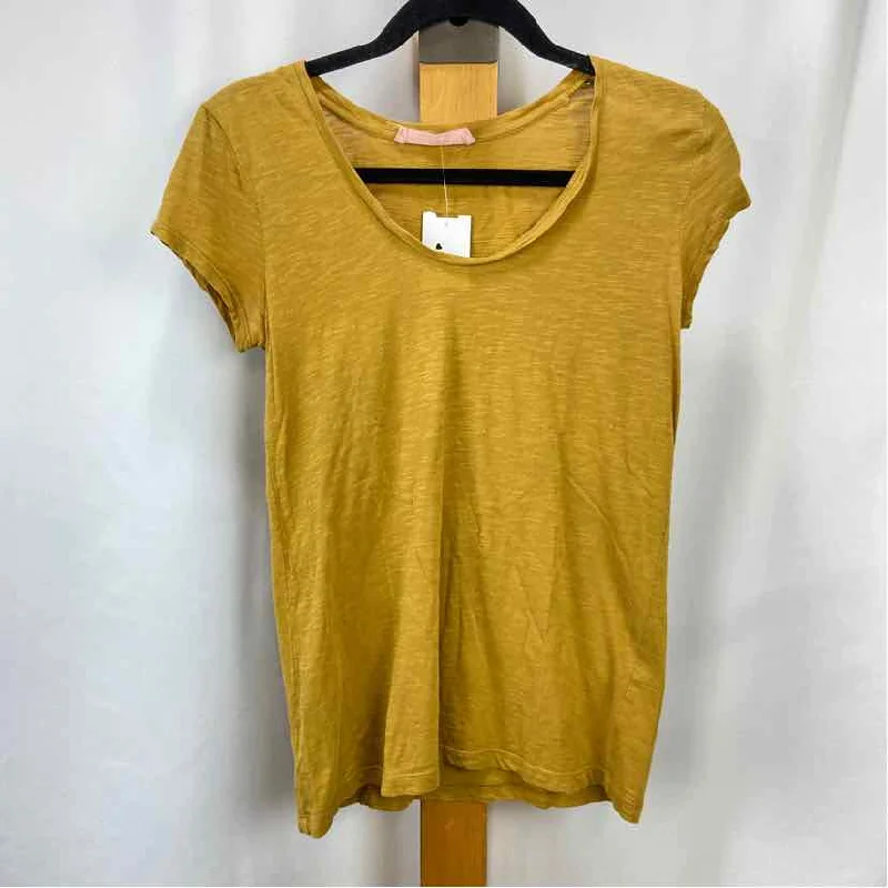 Loft Women's Size S Yellow Solid Short Sleeve Shirt