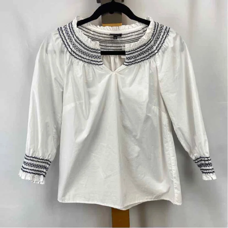 Talbots Women's Size XS White Solid Long Sleeve Shirt