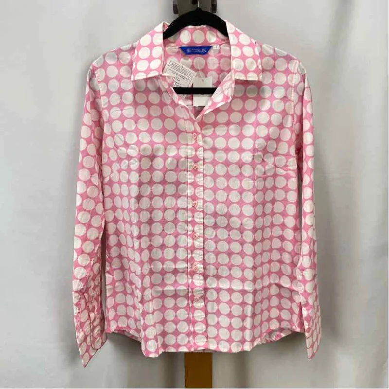 Three Islands Women's Size S Pink Spotted Long Sleeve Shirt