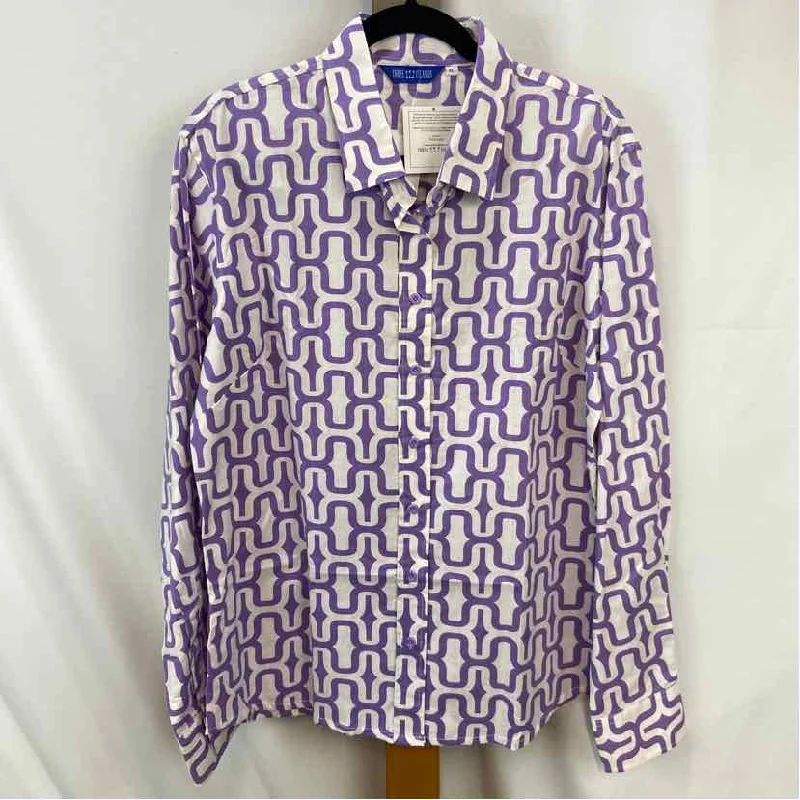 Three Islands Women's Size XL Purple Print Long Sleeve Shirt