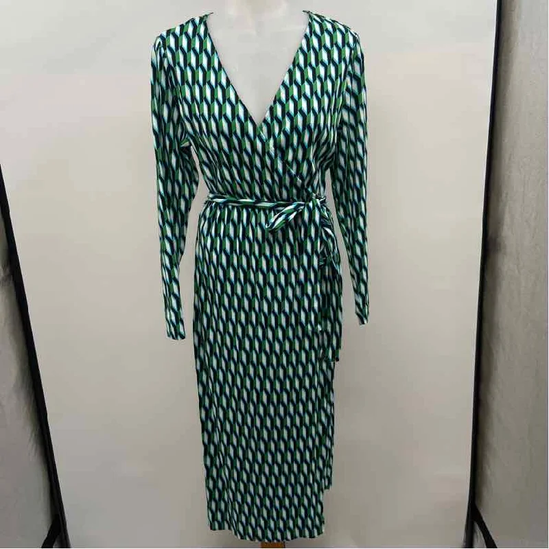 Diane VanFurstenberg Women's Size L Green Geometric Dress