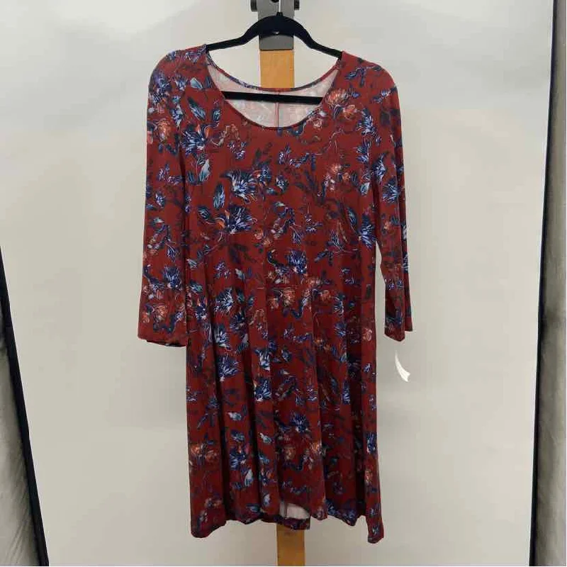 Garnet Hill Women's Size L Rust Floral Dress