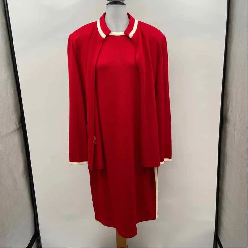 St John Women's Size 14 Red Solid Dress Set