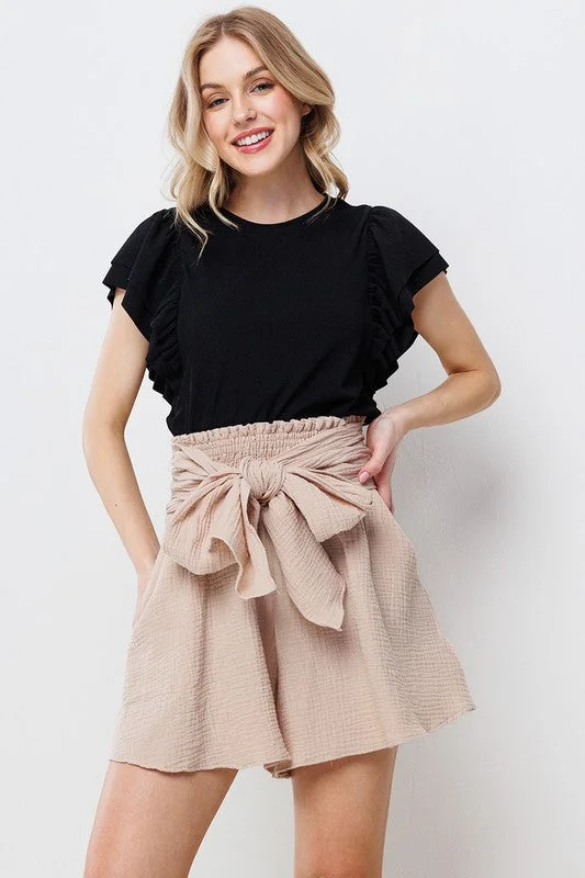 Double Ruffle Sleeve Knit Top