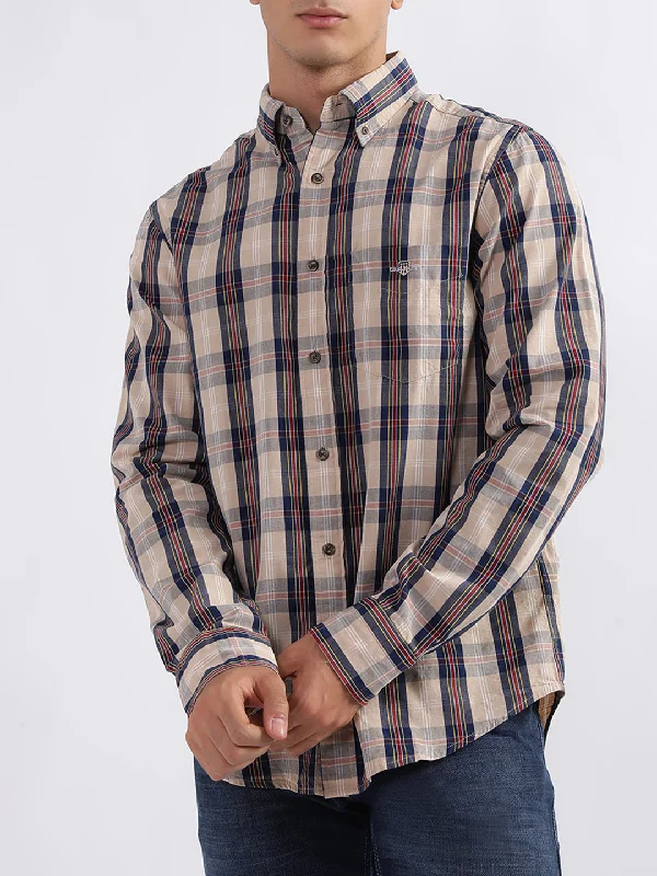 Gant Dark Khaki Checked Regular Fit Shirt