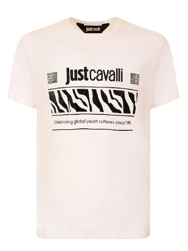 Just Cavalli White Fashion Logo Slim Fit T-Shirt