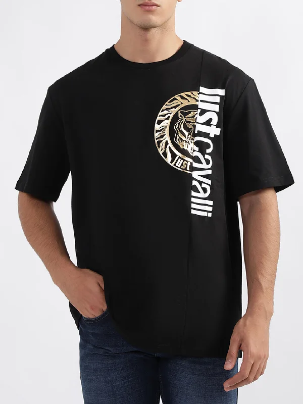 Just Cavalli Black Fashion Logo Slim Fit T-Shirt