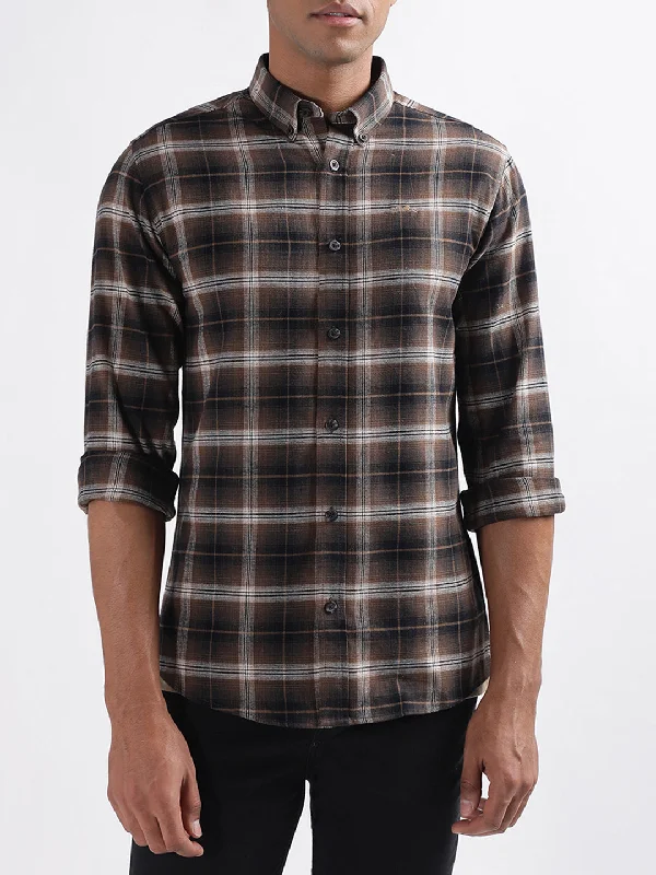 Lindbergh Brown Checked Relaxed Fit Shirt