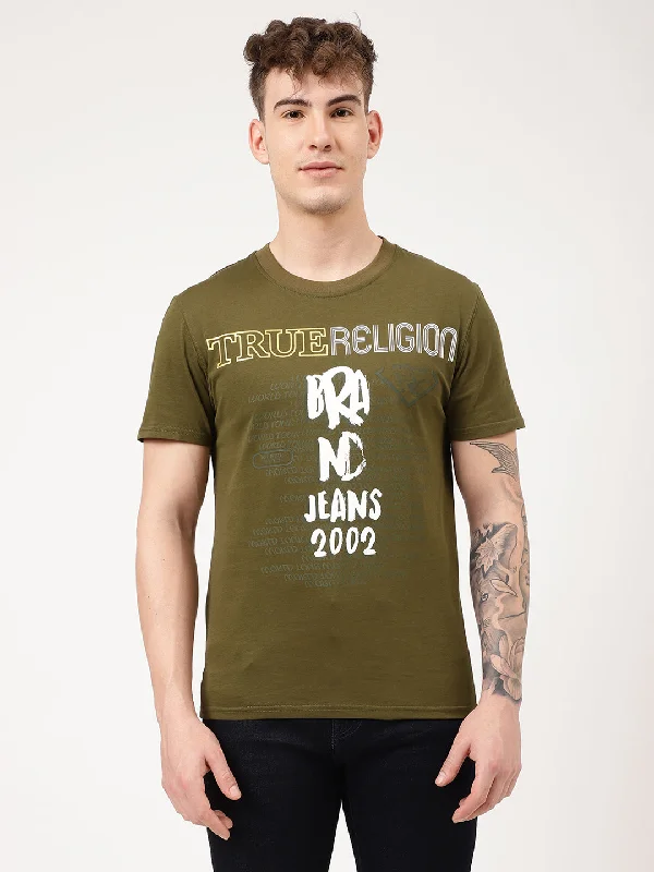 True Religion Martini Olive Printed Regular Fit T-Shirt