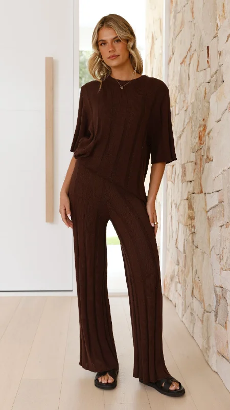 Bayu Knit Pants - Brown