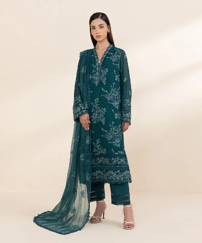 3 Piece - Embroidered Chiffon  Suit