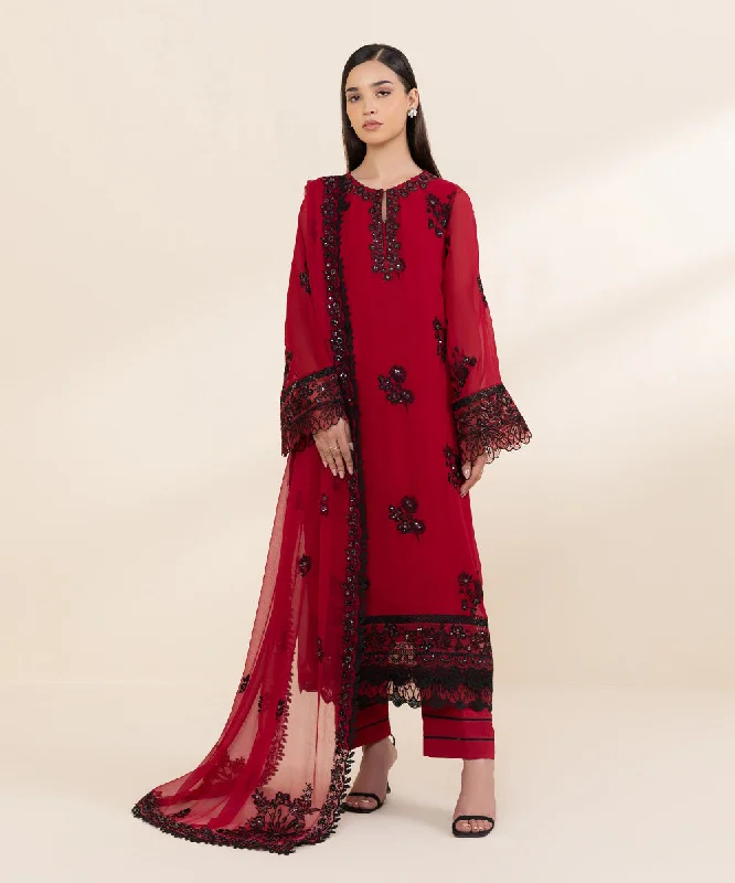 3 Piece - Embroidered Chiffon  Suit