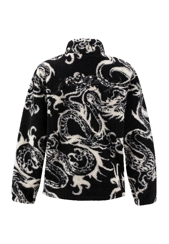 Womens Drag Battle Aop Fleece Jacket - Black/Beige