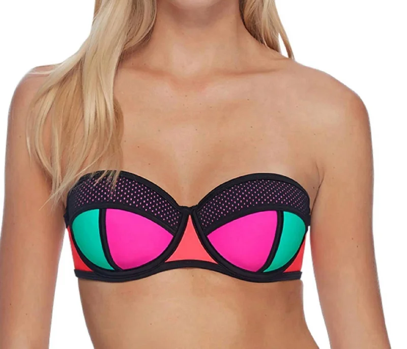 Fame Demi-Bust Bandeau Underwire Bikini Top In Bdg Borderline