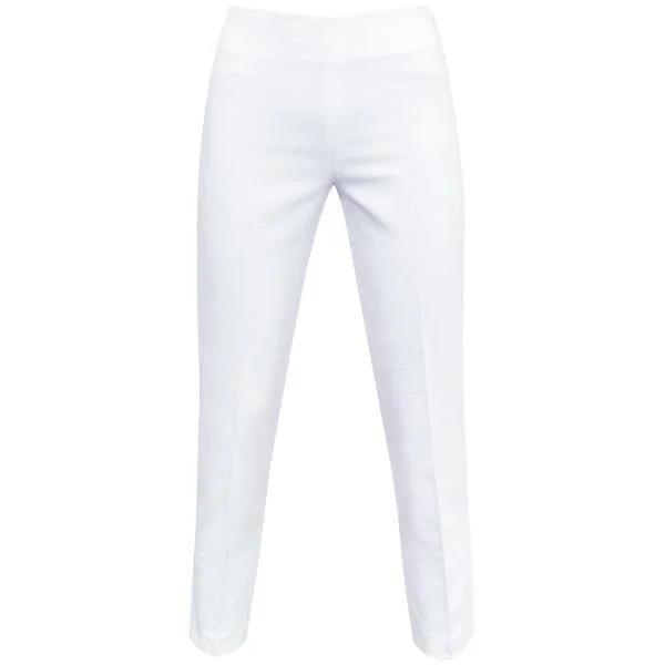 Pique Slim Fit Capri in White