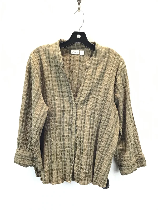 Top 3/4 Sleeve By Cato In Brown, Size: Xl