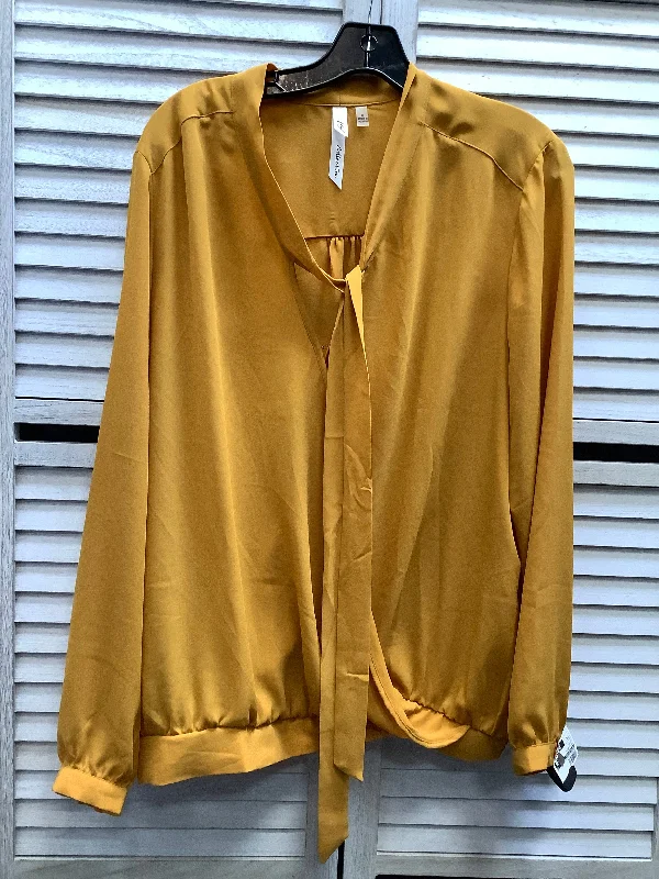 Top Long Sleeve Basic By Ny Collection In Mustard, Size: Xl