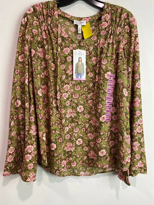 Top Long Sleeve By Jessica Simpson In Green, Size: S