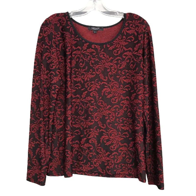 Top Long Sleeve By Karen Kane In Black & Red, Size: L