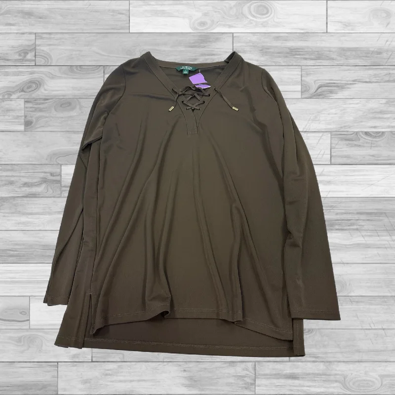 Top Long Sleeve By Ralph Lauren In Brown, Size: L