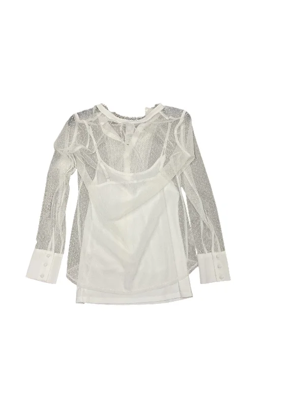 Top Long Sleeve By White House Black Market In White, Size: Xs