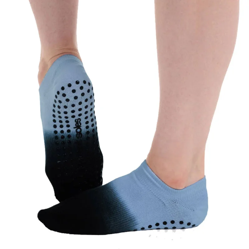 Tab Back Black/Blue Ombre Grip Socks (Pilates & Barre)