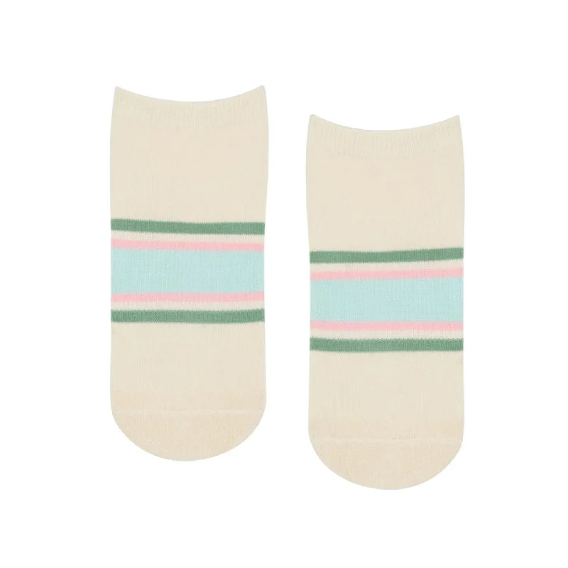 Classic Low Rise Grip Socks - Fleur Stripes (Barre / Pilates)